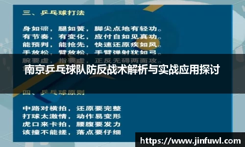 南京乒乓球队防反战术解析与实战应用探讨